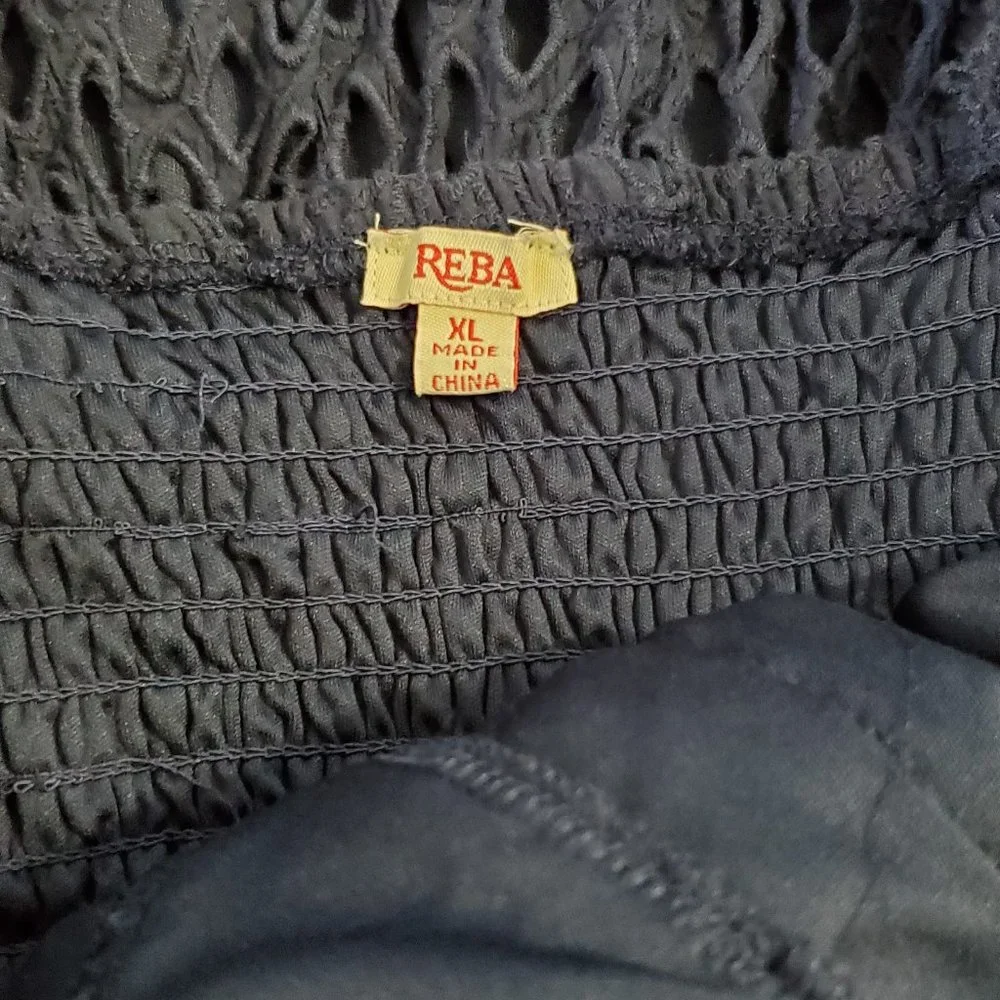 Reba Fully Lined Eyelet Sleeveless Maxi Dress in Navy Blue - Picture 3 of 8